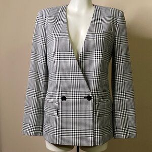 Club Monaco Black & White Glen Plaid Double-Breasted Blazer 🖤🖤